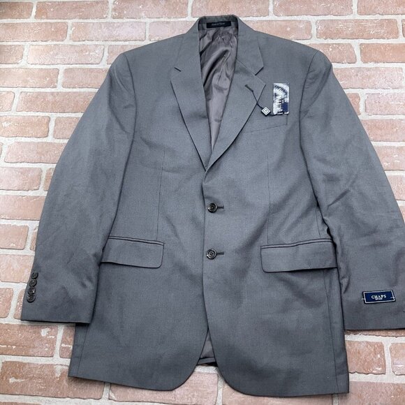 Chaps Blazer Men 38R Gray Herringbone Linen Blend Classic Career Suit Jacket NWT - Picture 1 of 11